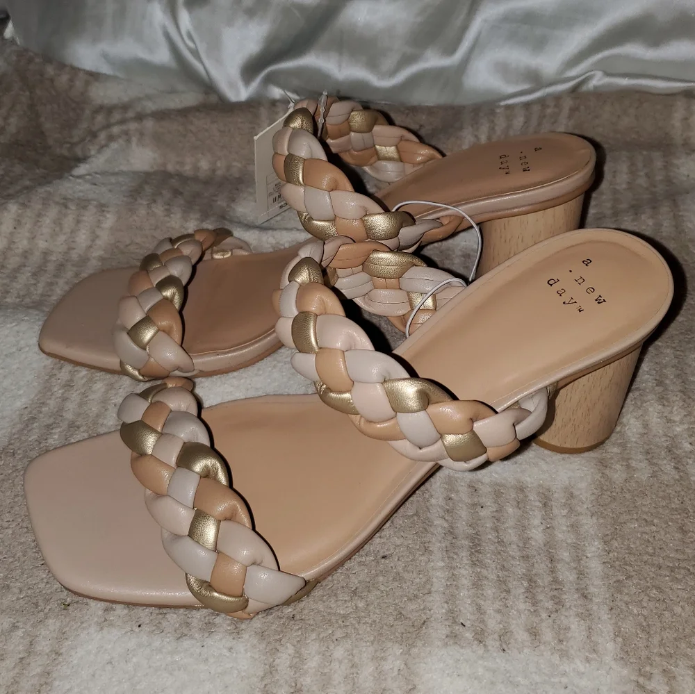 NWT A New Day Basil Multicolored Metallic Mule Heels - Picture 5 of 16